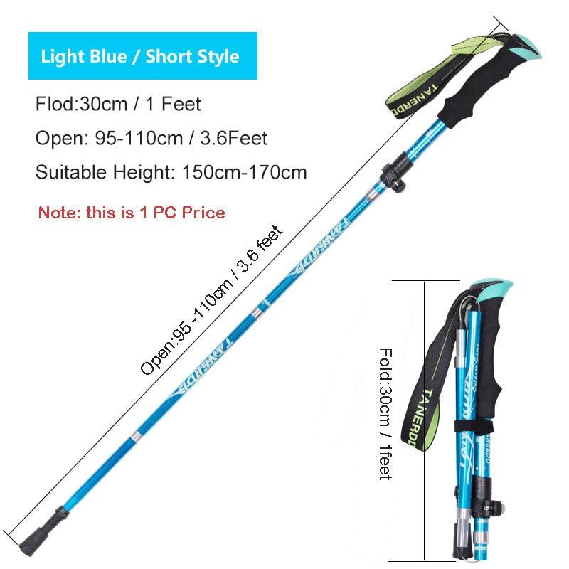 Bâton de marche nordique pliant Portable extérieur 1PC 250G bâton de randonnée de pôle de Trekking ultraléger Light Blue Short