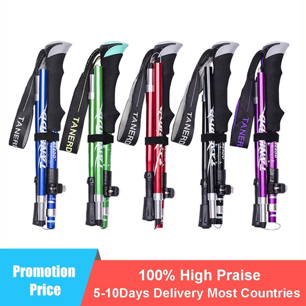 Bâton de marche nordique pliant Portable extérieur 1PC 250G bâton de randonnée de pôle de Trekking ultraléger