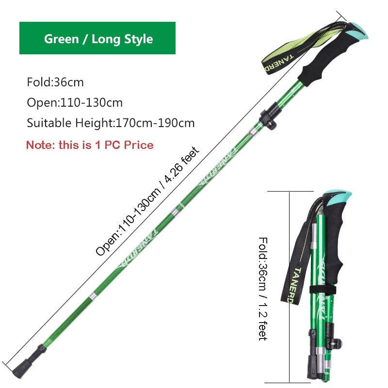 Bâton de marche nordique pliant Portable extérieur 1PC 250G bâton de randonnée de pôle de Trekking ultraléger Green Long