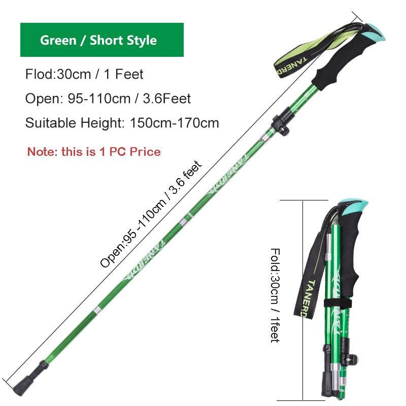 Bâton de marche nordique pliant Portable extérieur 1PC 250G bâton de randonnée de pôle de Trekking ultraléger Green Short