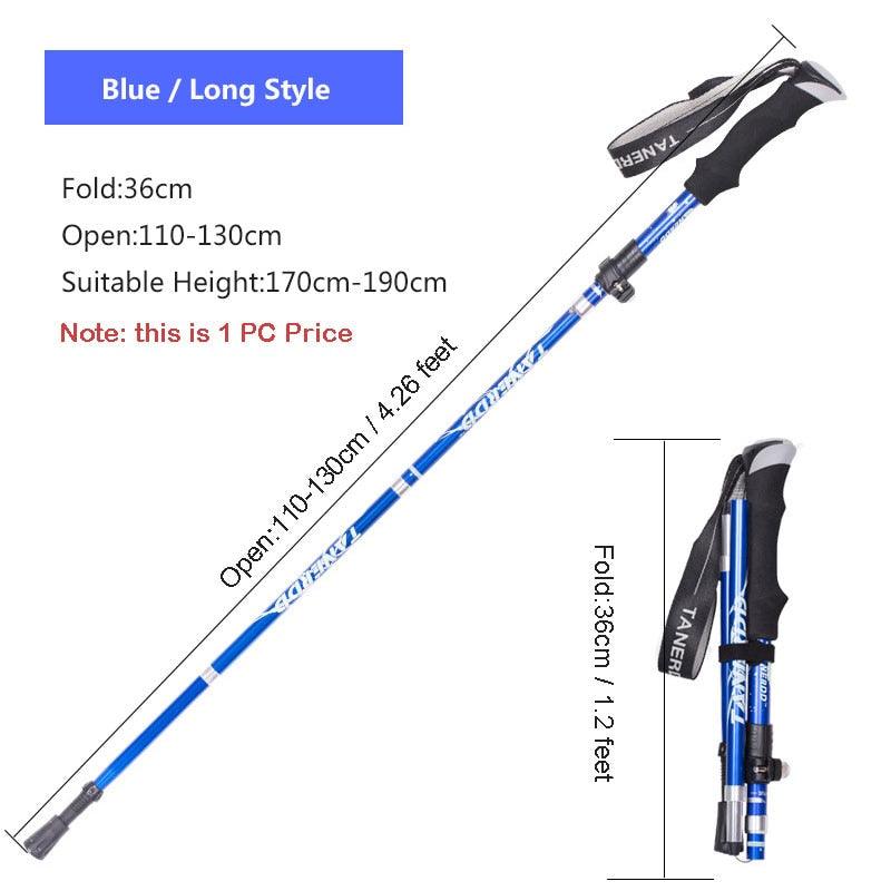 Bâton de marche nordique pliant Portable extérieur 1PC 250G bâton de randonnée de pôle de Trekking ultraléger Blue Long