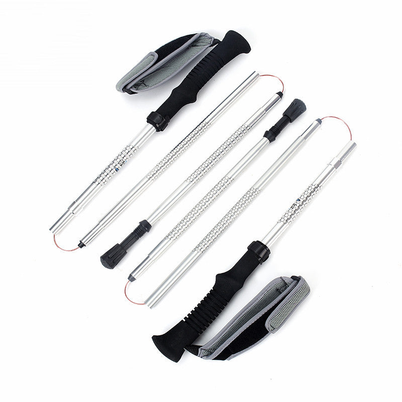 "Bâton de marche pliant ultra-léger pour la randonnée et l'escalade - AOMshop" Silver 40X125mm