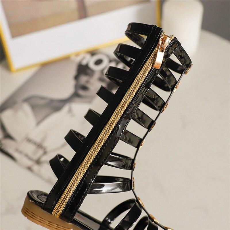 Bekamille Sandales d'été pour filles avec étoiles et talons plats