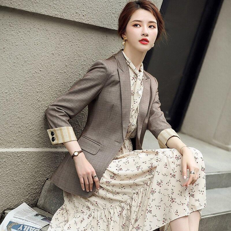 Blazer pour femmes - Yellow Plaid Blazer