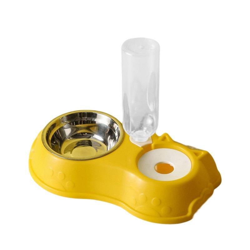 Bol pour Chien et Chat avec Bouteille d'Eau Automatique - 500 ml 2 in 1 Yellow China