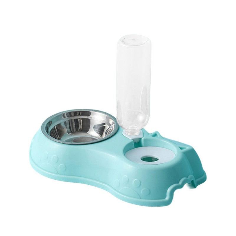 Bol pour Chien et Chat avec Bouteille d'Eau Automatique - 500 ml 2 in 1 Blue
