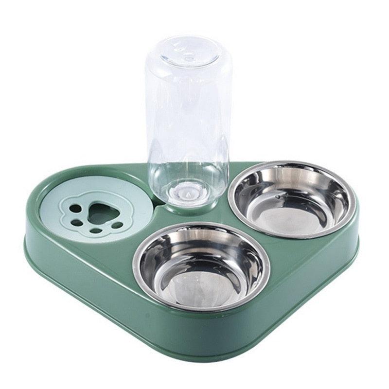 Bol pour Chien et Chat avec Bouteille d'Eau Automatique - 500 ml 3 in 1 Green