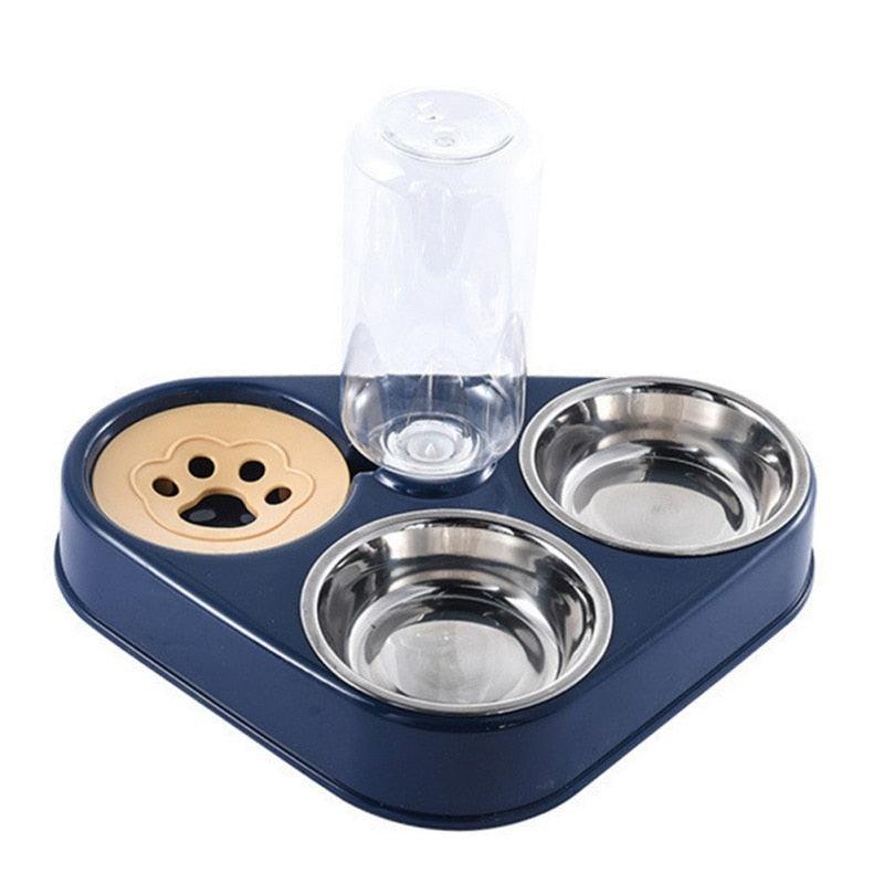 Bol pour Chien et Chat avec Bouteille d'Eau Automatique - 500 ml 3 in 1 Navy blue