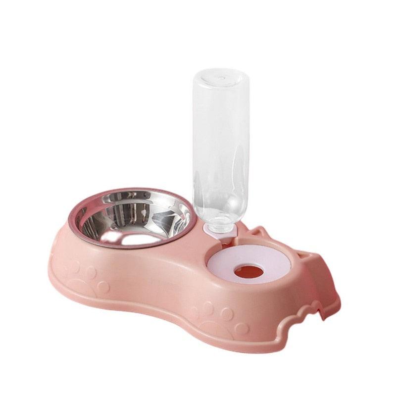 Bol pour Chien et Chat avec Bouteille d'Eau Automatique - 500 ml 2 in 1 Pink