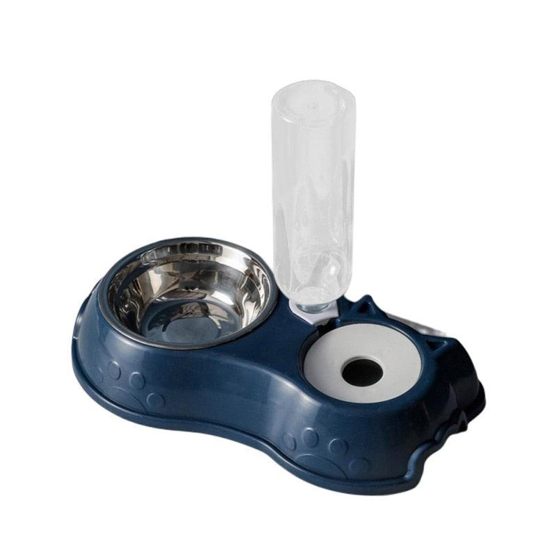 Bol pour Chien et Chat avec Bouteille d'Eau Automatique - 500 ml 2 in 1 Navy blue