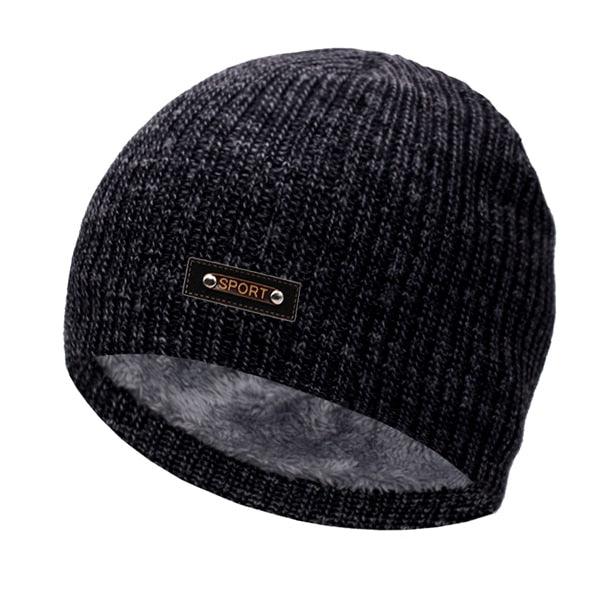 Bonnet tricoté pour homme et femme avec fourrure black gray One Size