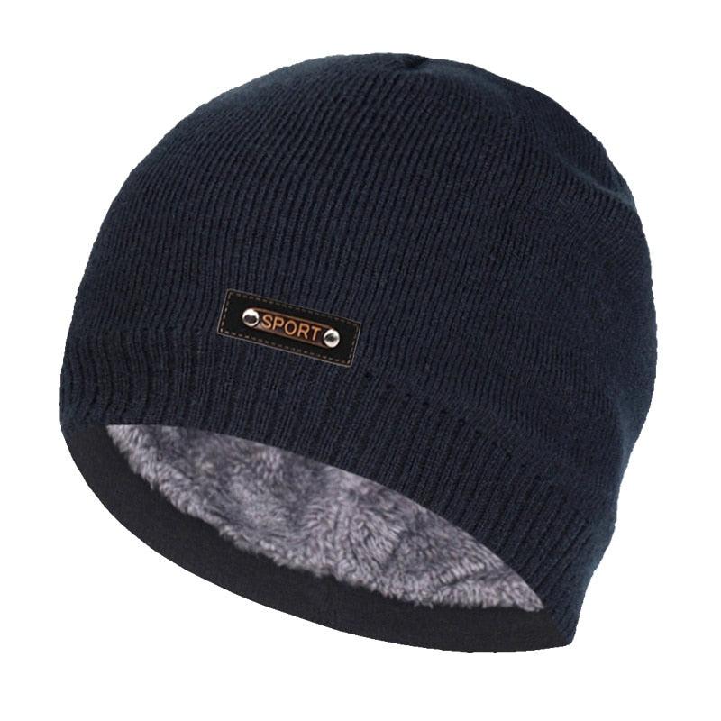 Bonnet tricoté pour homme et femme avec fourrure