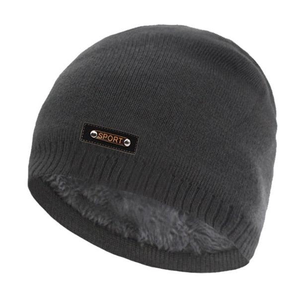 Bonnet tricoté pour homme et femme avec fourrure gray One Size