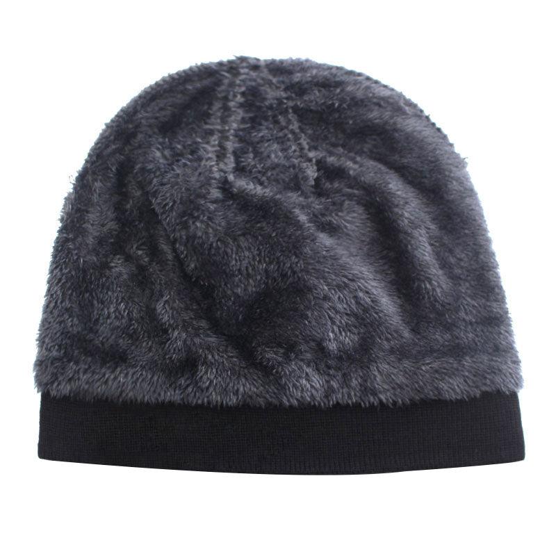 Bonnet tricoté pour homme et femme avec fourrure