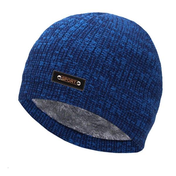 Bonnet tricoté pour homme et femme avec fourrure blue One Size