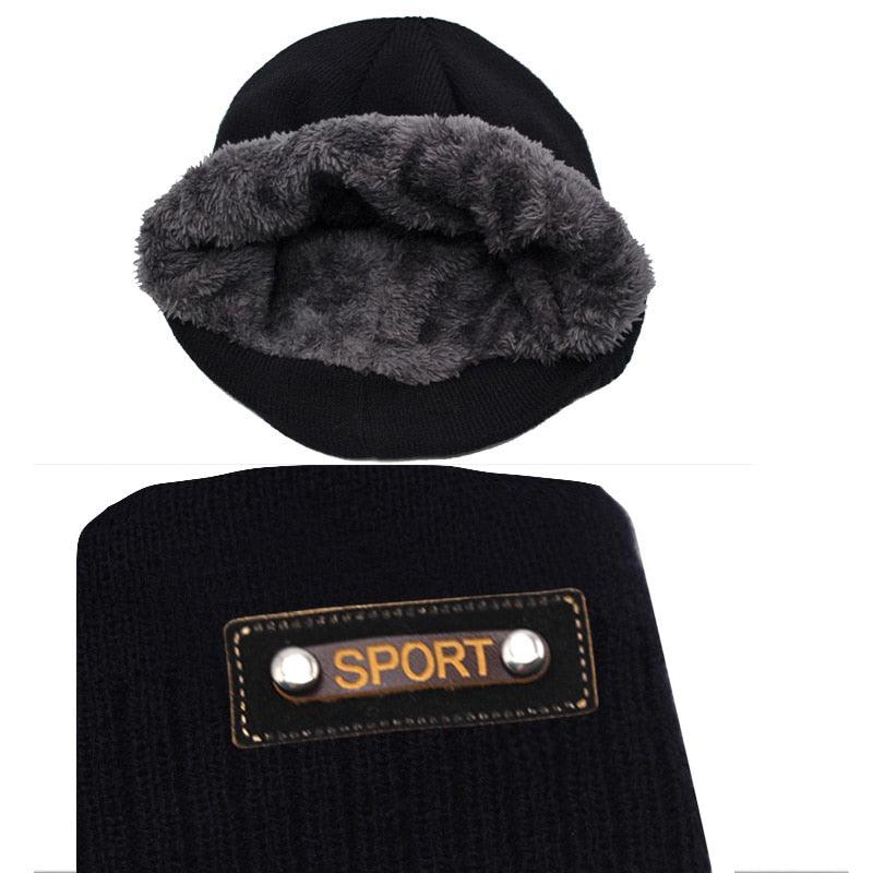 Bonnet tricoté pour homme et femme avec fourrure