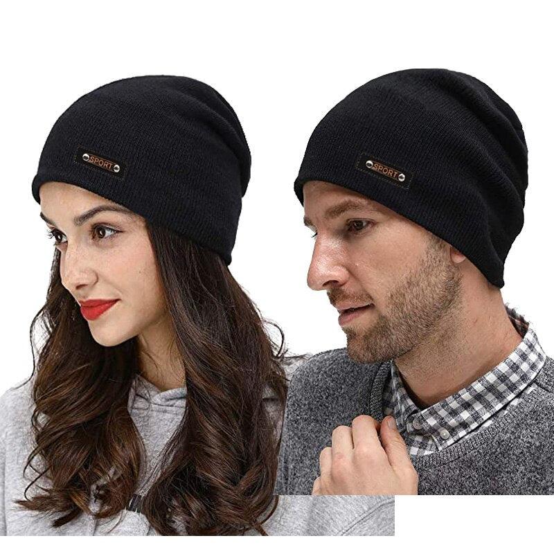Bonnet tricoté pour homme et femme avec fourrure
