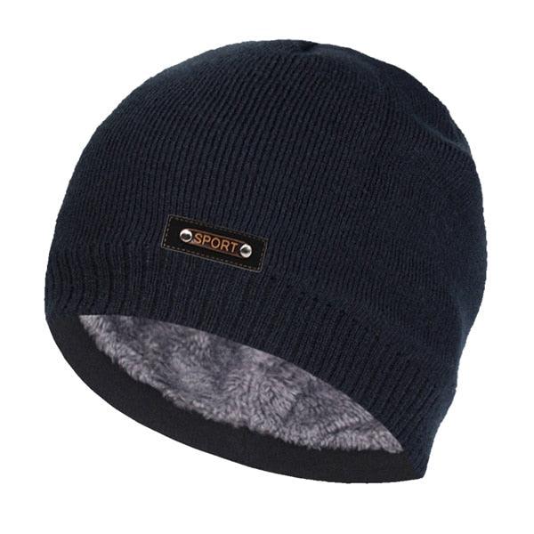 Bonnet tricoté pour homme et femme avec fourrure black One Size