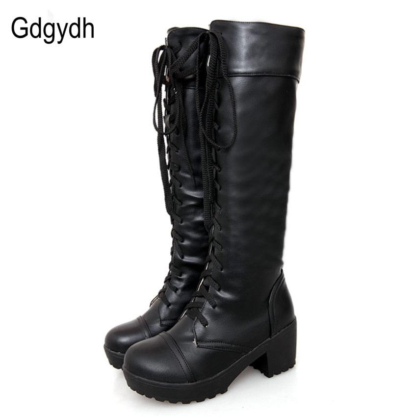 "Bottes à lacets pour femme : grande taille jusqu'au 43, talons carrés blancs"