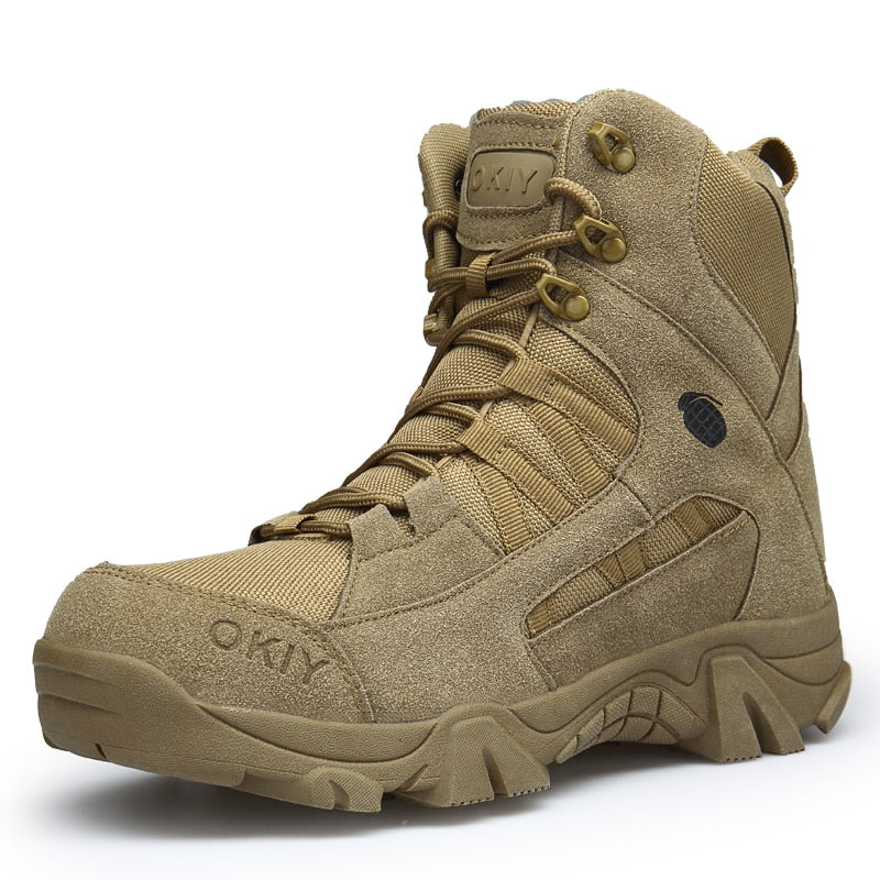Bottes militaires pour homme pour l'automne et l'hiver Brown