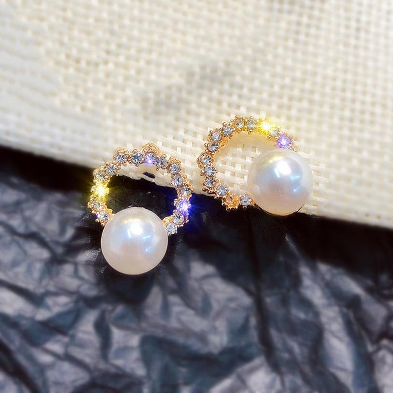Boucles d'oreilles élégantes en cristal et perles pour femme en gros IFK1671