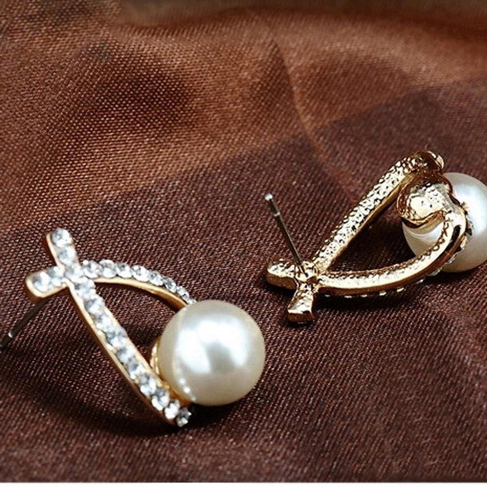 Boucles d'oreilles élégantes en cristal et perles pour femme en gros