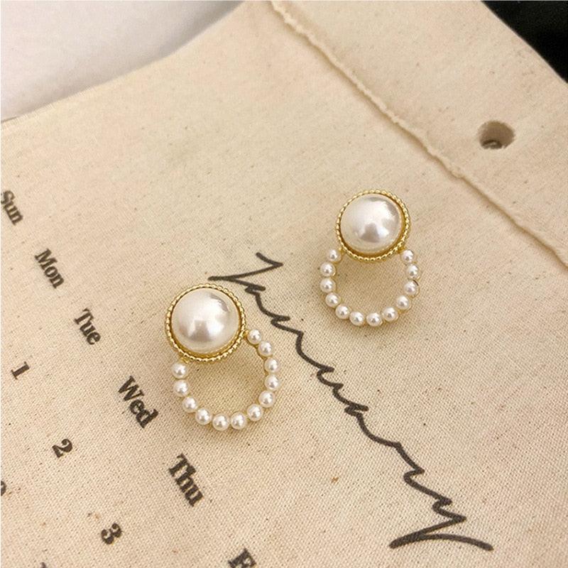 Boucles d'oreilles élégantes en cristal et perles pour femme en gros IFK2033