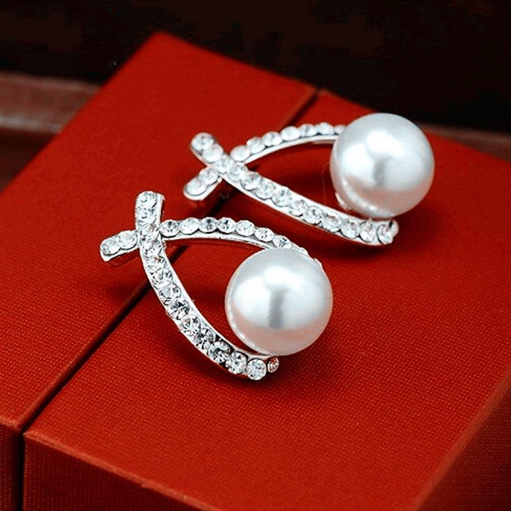 Boucles d'oreilles élégantes en cristal et perles pour femme en gros