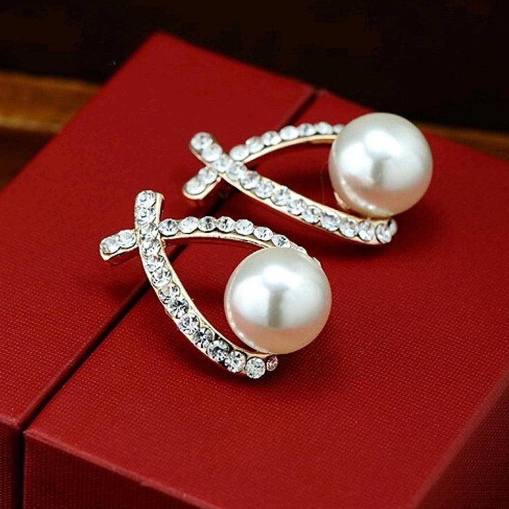 Boucles d'oreilles élégantes en cristal et perles pour femme en gros IFK050A