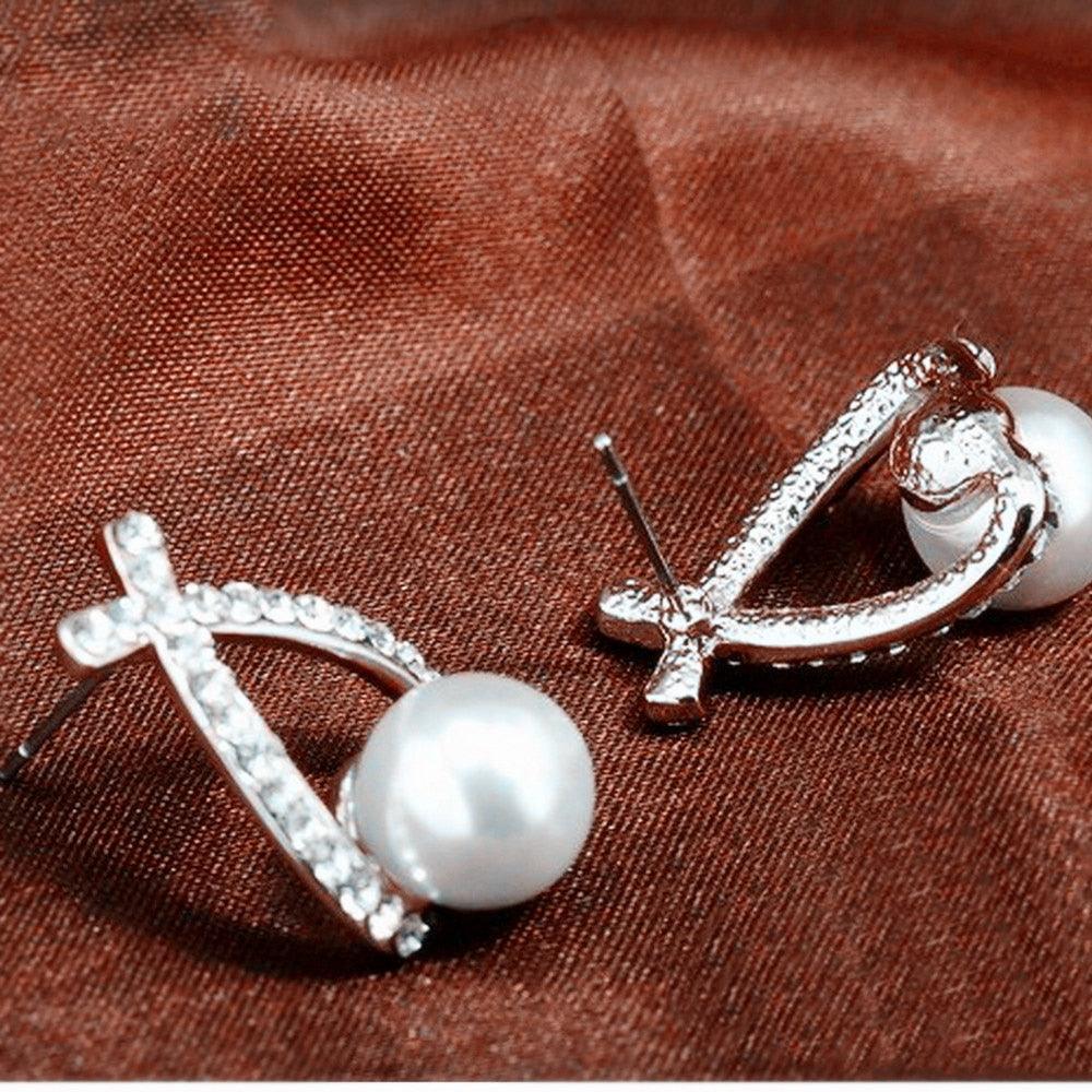 Boucles d'oreilles élégantes en cristal et perles pour femme en gros