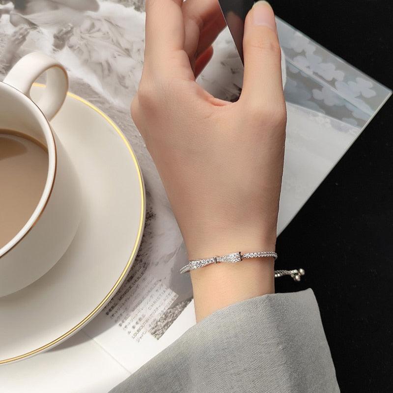 Bracelet Femme en Argent Sterling 925 avec Zircons Brillants - Bijoux pour Mariage et Soirées