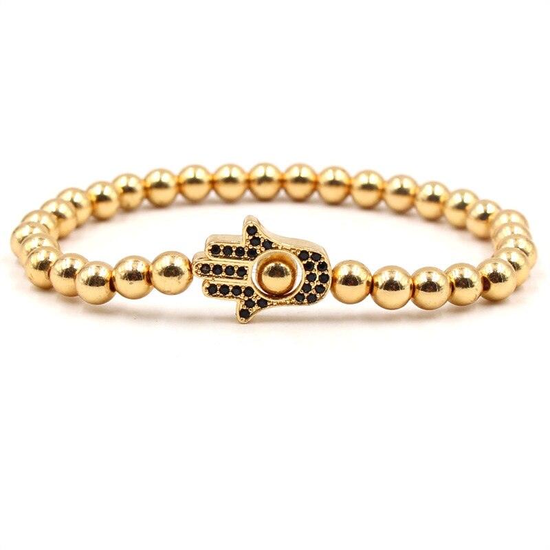 Bracelet boule CZ 6mm pour homme et femme Antique Silver Plated