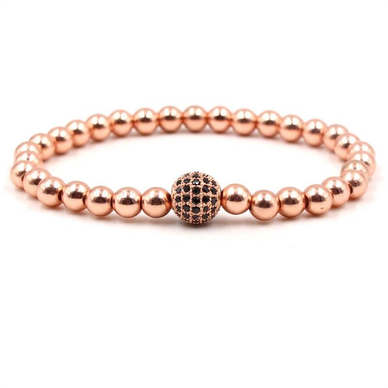 Bracelet boule CZ 6mm pour homme et femme Imitation Rhodium Plated
