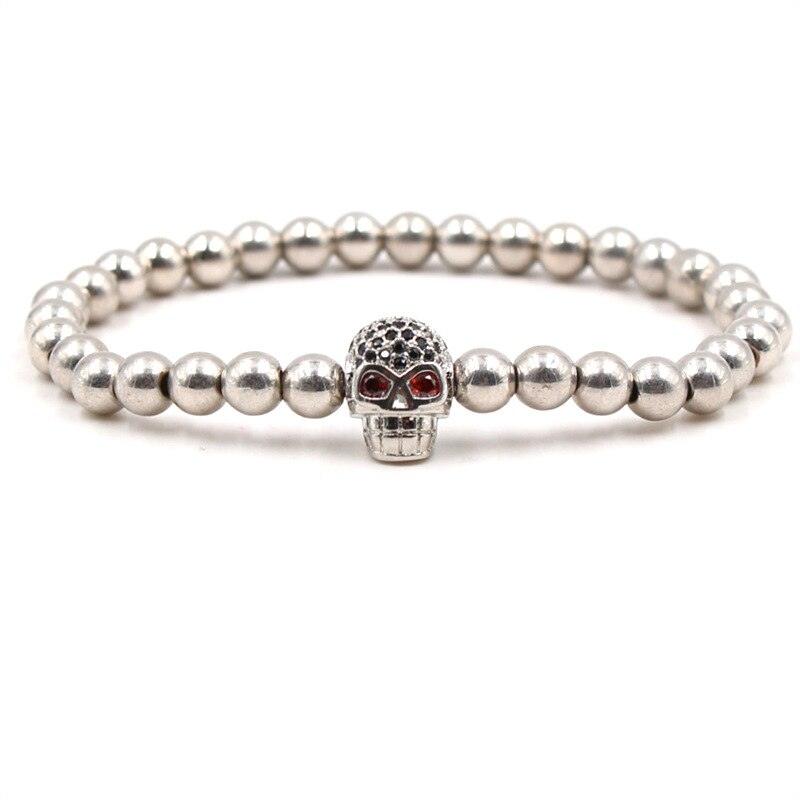 Bracelet boule CZ 6mm pour homme et femme Blue White Zinc Plated