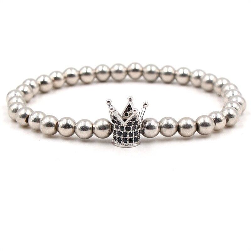 Bracelet boule CZ 6mm pour homme et femme Black Zinc Plated