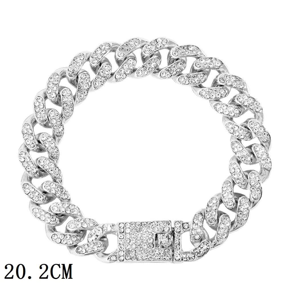 "Bracelet chaîne cubaine Iced Out 12mm de luxe pour femmes et hommes" C012702SL