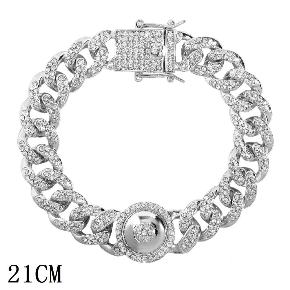 "Bracelet chaîne cubaine Iced Out 12mm de luxe pour femmes et hommes" 014902SL