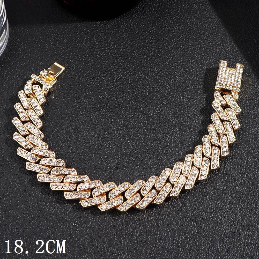 "Bracelet chaîne cubaine Iced Out 12mm de luxe pour femmes et hommes" 011101GD
