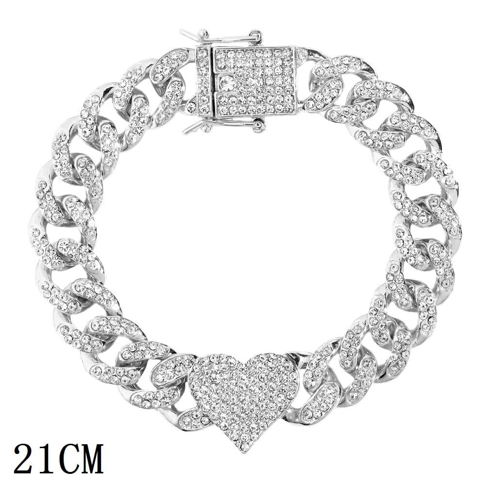 "Bracelet chaîne cubaine Iced Out 12mm de luxe pour femmes et hommes" 014602SL