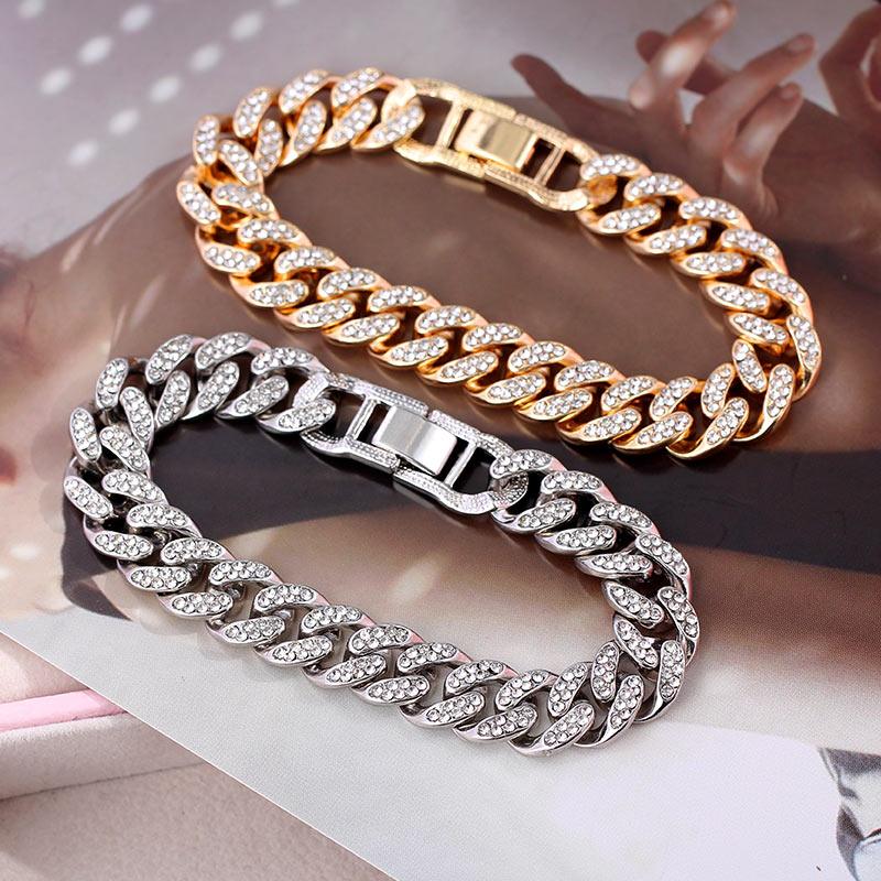 "Bracelet chaîne cubaine Iced Out 12mm de luxe pour femmes et hommes"