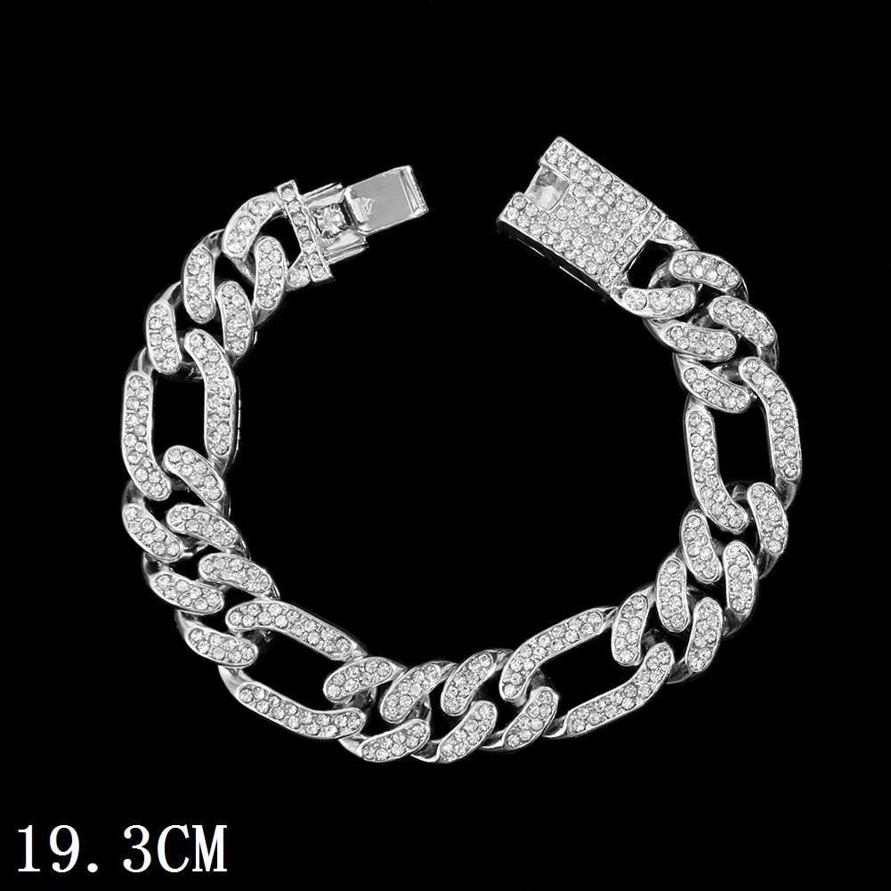 "Bracelet chaîne cubaine Iced Out 12mm de luxe pour femmes et hommes" 011602SL
