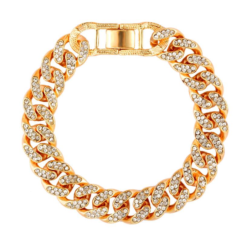 "Bracelet chaîne cubaine Iced Out 12mm de luxe pour femmes et hommes" 007801GD