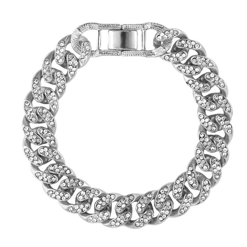 "Bracelet chaîne cubaine Iced Out 12mm de luxe pour femmes et hommes" 007802SL
