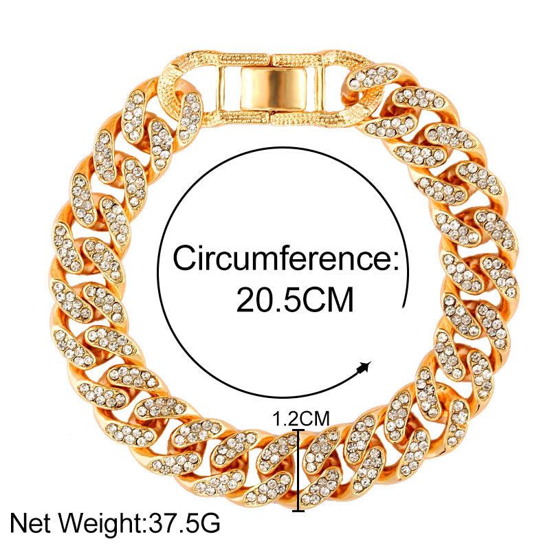 "Bracelet chaîne cubaine Iced Out 12mm de luxe pour femmes et hommes"