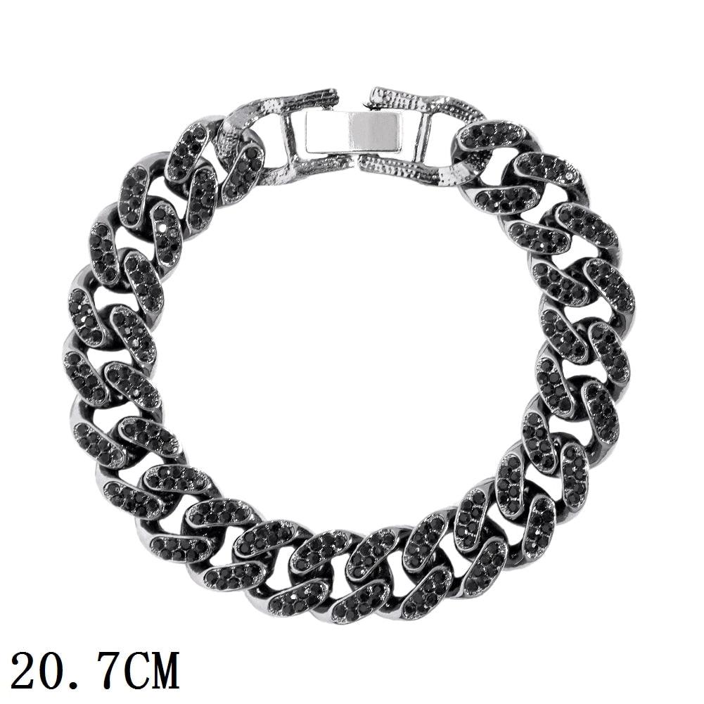 "Bracelet chaîne cubaine Iced Out 12mm de luxe pour femmes et hommes" 013701BK