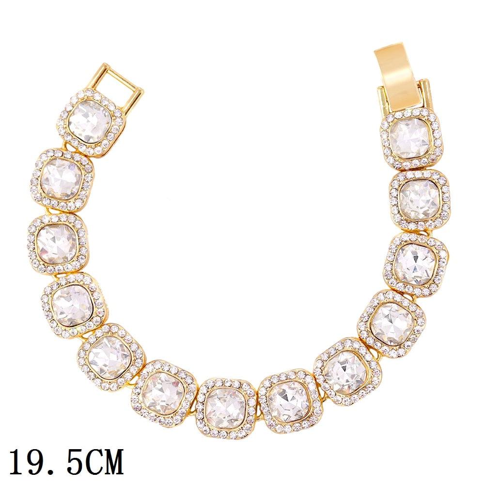 "Bracelet chaîne cubaine Iced Out 12mm de luxe pour femmes et hommes" C012901GD