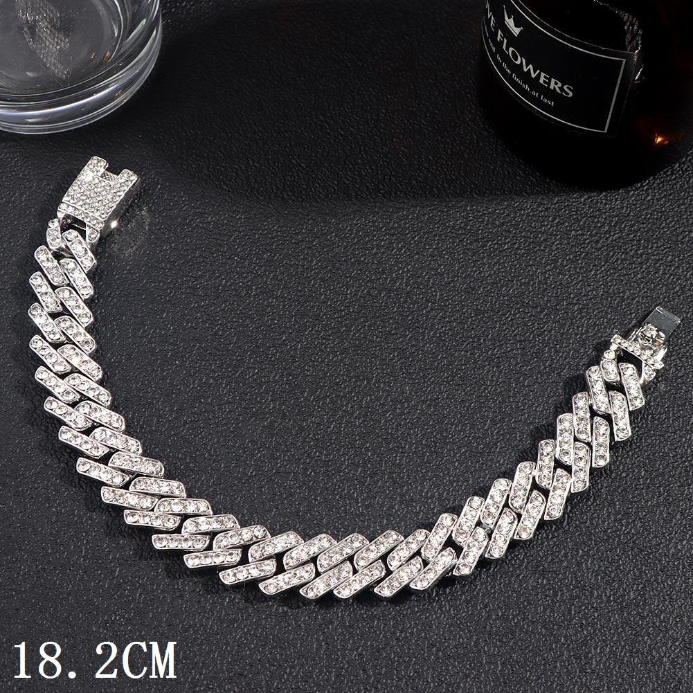 "Bracelet chaîne cubaine Iced Out 12mm de luxe pour femmes et hommes" 011102SL