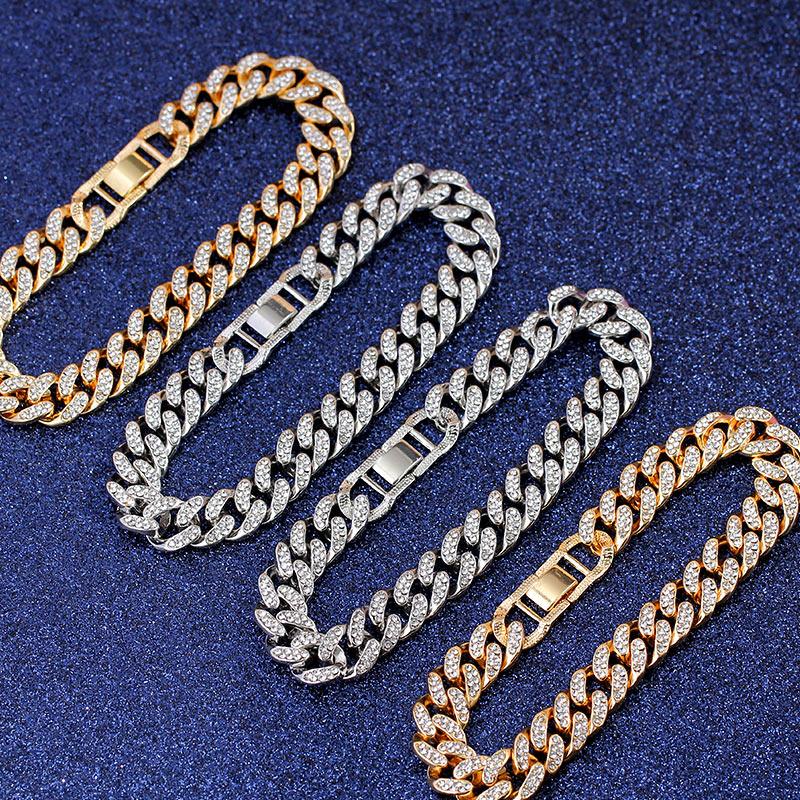 "Bracelet chaîne cubaine Iced Out 12mm de luxe pour femmes et hommes"