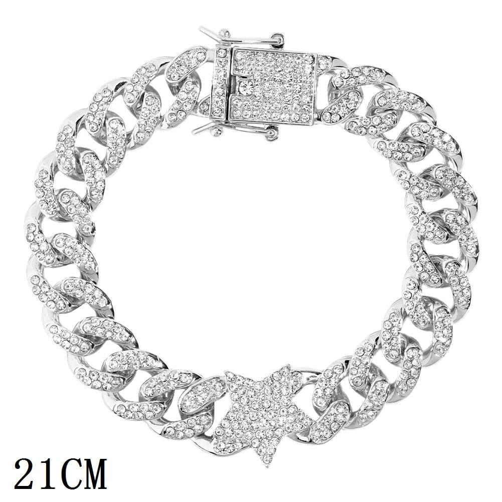 "Bracelet chaîne cubaine Iced Out 12mm de luxe pour femmes et hommes" 014802SL