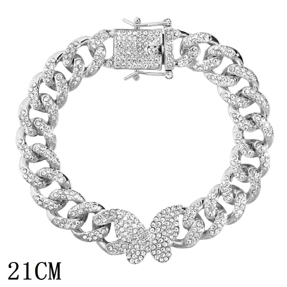 "Bracelet chaîne cubaine Iced Out 12mm de luxe pour femmes et hommes" 014702SL